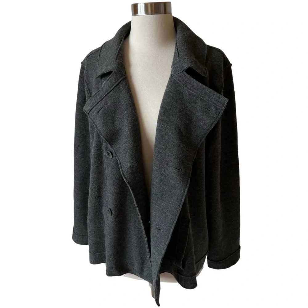 Eileen Fisher Wool Blend Double-Breasted Jacket Size XL